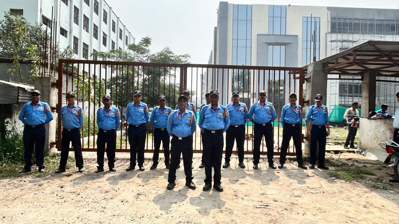Security team at office complex gate