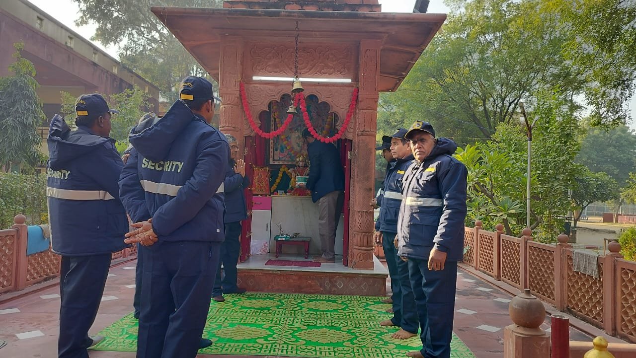 Security guards on duty at institutional premises